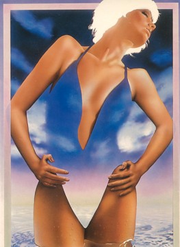 Featured is a postcard image of a woman with a great body in an equally great swimsuit.  Image by Syd Brak entitled "Heavenly Body".  The original unused Athena Art card is for sale in The unltd.com Store.